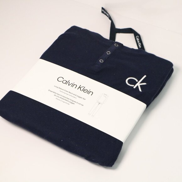 Calvin Klein Navy Long Sleeve Crew Neck & Jogger Set - Picture 1 of 4
